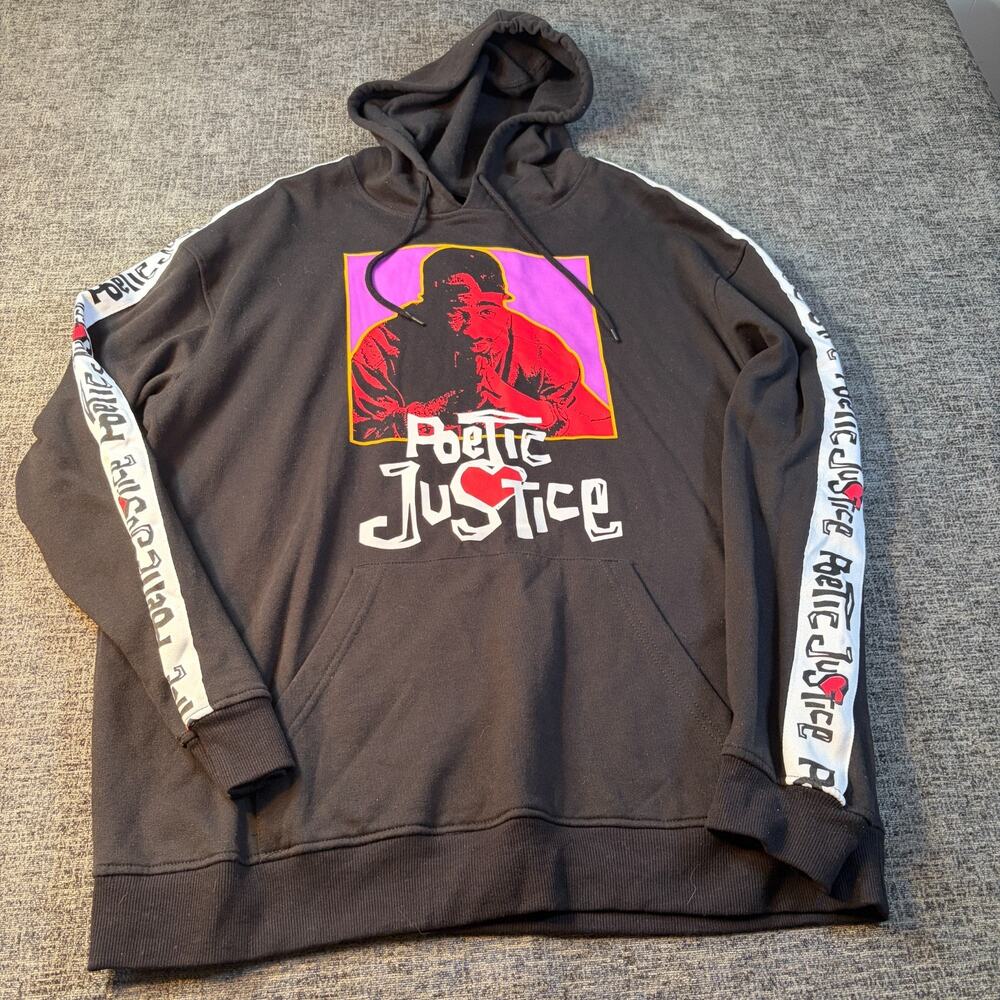 Poetic Justice Tupac Shakur Black Hoodie NWT Size Large Womens
